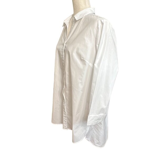 J. Jill Shirt Women L White Side-button Stepped-hem Tunic Side Button Detail - Picture 2 of 12